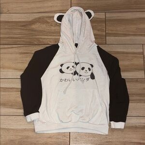 SHEIN Black and White Panda Hoodie